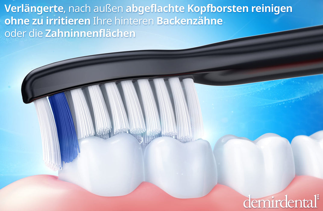 Demirdental Sensitive 4 końcówki pasujące do szczoteczek Philips Sonicare ProResults, miękkie głowice do wrażliwych zębów, czarne, HX6054b