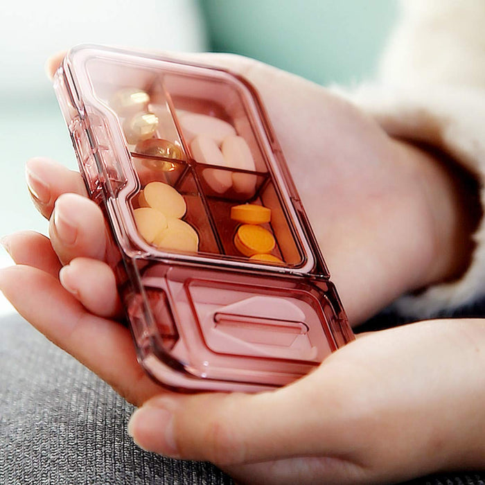 REOHOUSE przenośne pudełko na tabletki pojemnik na codzienne leki organizator suplementów, wysokiej jakości materiał trytanowy wolny od BPA (2 w 1-biały)