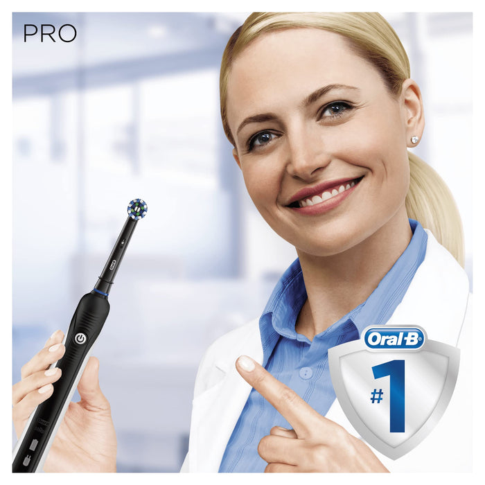 Oral-B 80314423 Pro 750 Elektryczna Szczoteczka Do Zębów z Etui i Końcówką Crossaction, Czarny/Biały