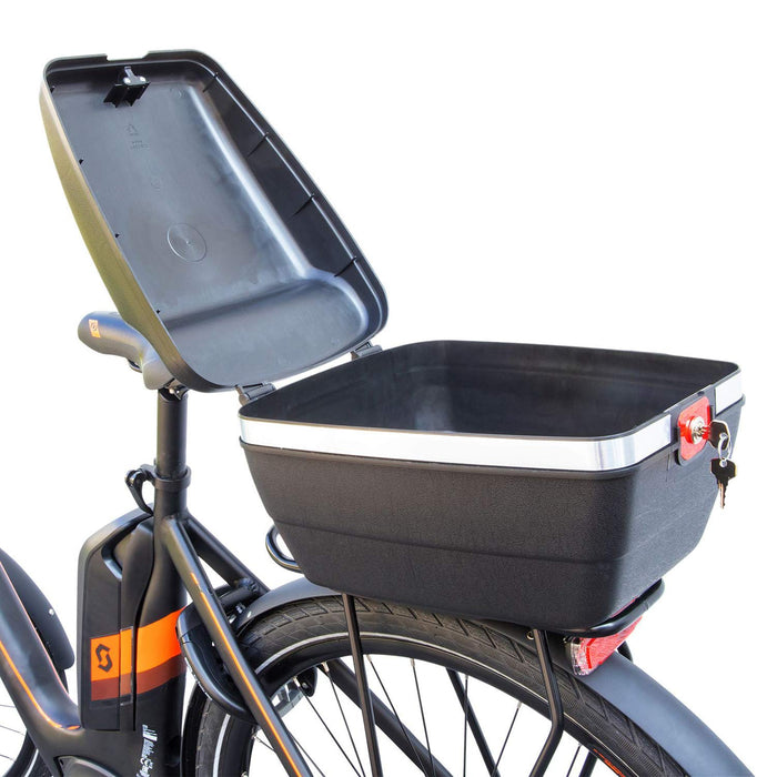 Westmark Kufer rowerowy do wszystkich bagażników, Akcesoria montujące, Montaż zabezpieczający przed kradzieżą, Pojemność 14 litrów, Touring Tresor, 5430GE6S