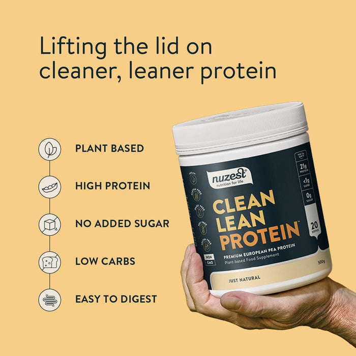 Nuzest - Clean Lean Protein - Natural - Wegańskie białko w proszku - Kompletny profil aminokwasowy - All Natural Suplement - 500g (20 porcji)