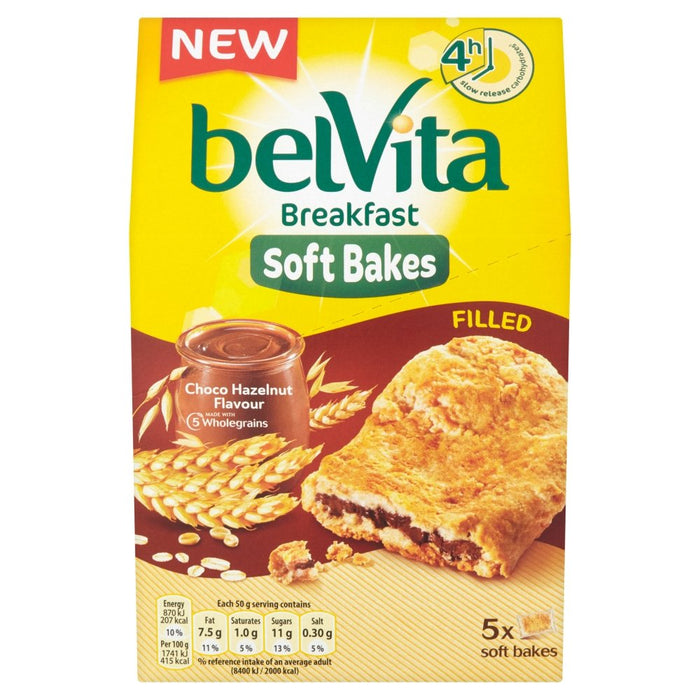 Belvita, Soft Bakes ciastka śniadaniowe z wypełnieniem z orzechów laskowych, 250 g