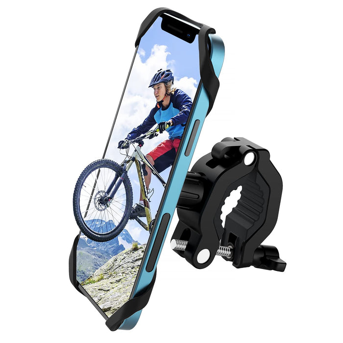Rouclo Uniwersalny uchwyt na telefon komórkowy, rower lub motocykl, obracany o 360°, zdejmowany uchwyt rowerowy, stabilny uchwyt do smartfona o przekątnej 4,5-7,0 cala