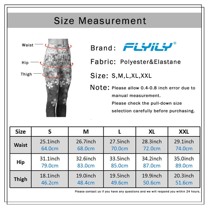 FLYILY Damskie spodnie do jogi z nadrukiem legginsy z wysokim stanem do fitnessu biegania z kieszeniami