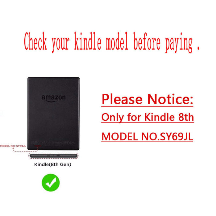 Etui Na Kindle 8 E-Reader Case (8Th Generation 2016) Ereader Ebook Smart Auto Wake/Sleep Do Modelu Sy69Jl Pu Skórzana Osłona