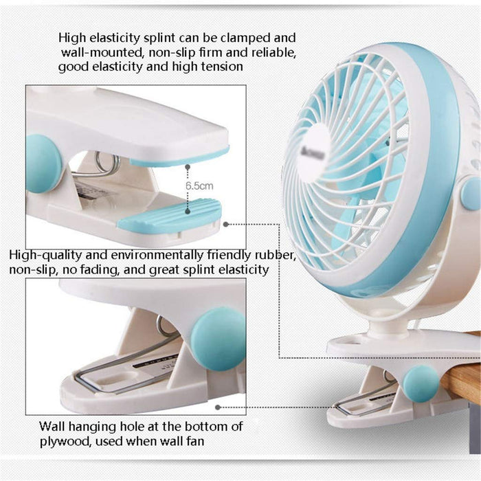 Wentylator Z Klipsem, Przenośny Wentylator Stołowy Interfejsu Ubs Odpowiedni Do Domu, Łóżka, Biura I Biurka Mały Wentylator Elektryczny 138 Cm Drutu Agd (Rozmiar: 29 * 14 Cm)