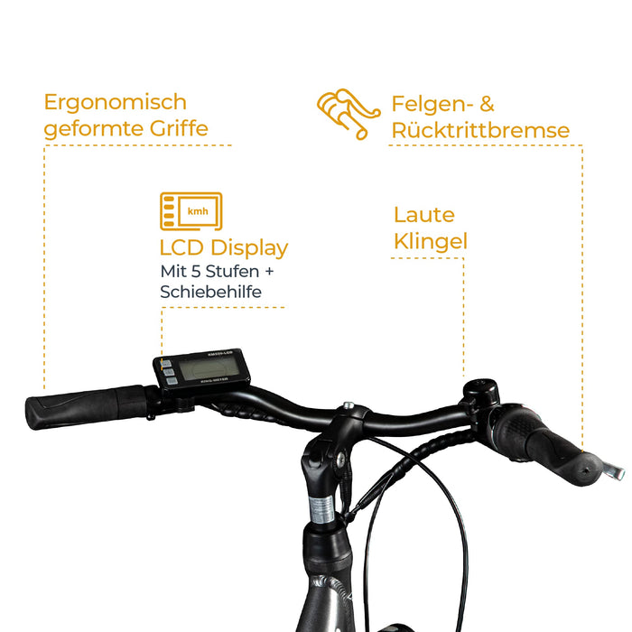 ZÜNDAPP Z502 damski rower elektryczny z hamulcem nożnym, 155 – 185 cm, z 7-biegową przerzutką w piaście, 28 cali, ze światłem rowerowym, pedelec miejski