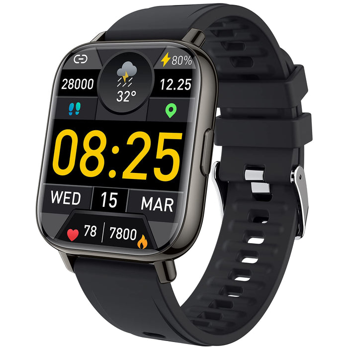 Smartwatch,1,69 Calowy Inteligentny Zegarek z Monitorowanie Tętna Monitorowanie Snu, Wodoodporny Zegarek Sportowy IP68 z Licznikiem Kroków, Zegarek Fitness na Telefony z Systemem Android iOS, Czarny