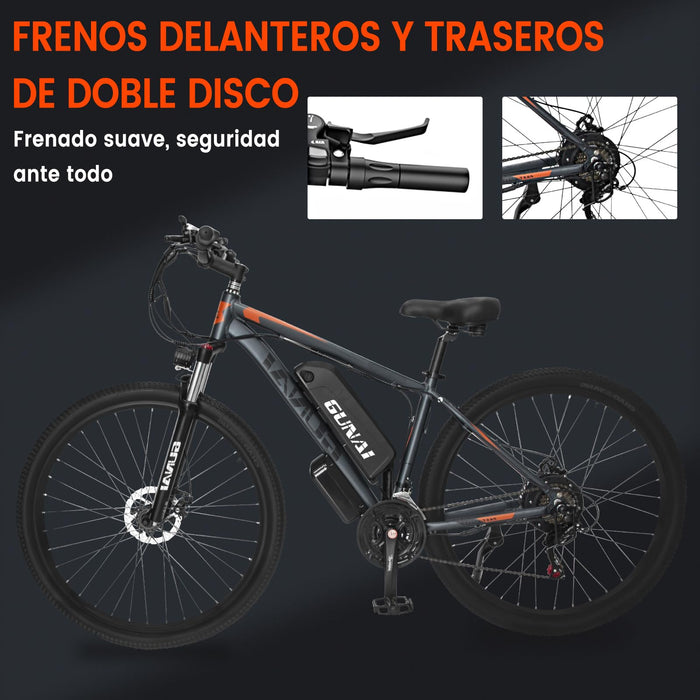 Rower elektryczny, GUNAI Rower Elektryczny Męski 29" 48V 15Ah Profesjonalny Electric Bike 21 Biegów Ebike