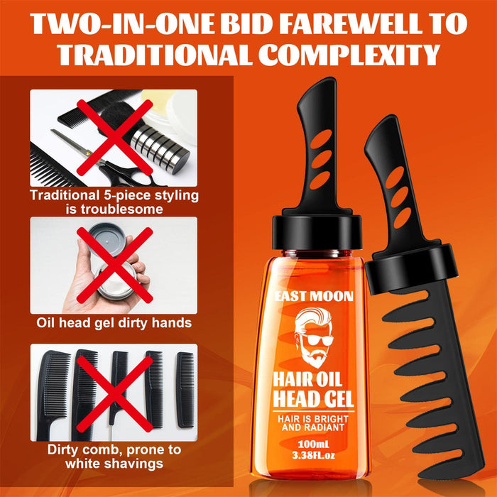 AUTOECHO 2 w 1 Men Hair Styling Gel with Comb, 100 ml Moisturizing Hair Wax – długo utrzymujący się pomada włosów, wosk dla mężczyzn, łatwy do mycia