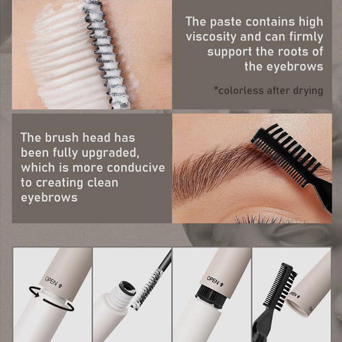 Krem do stylizacji brwi z podwójną końcówką,Mleczny żel do brwi - Podwójnie zakończony trwały balsam do makijażu brwi, wodoodporny i odporny na pot, naturalny stylizacja brwi Beauty Eyebrow Dewu