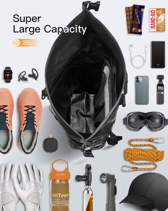 Inateck Plecak rowerowy RollTop plecak męski, 30-35 l, wodoszczelny, wielofunkcyjny organizer ze zdejmowanym paskiem na ramię, zawór wylotowy, wodoszczelny zamek błyskawiczny, do jazdy na rowerze, wędrówek, aktywności na świeżym powietrzu