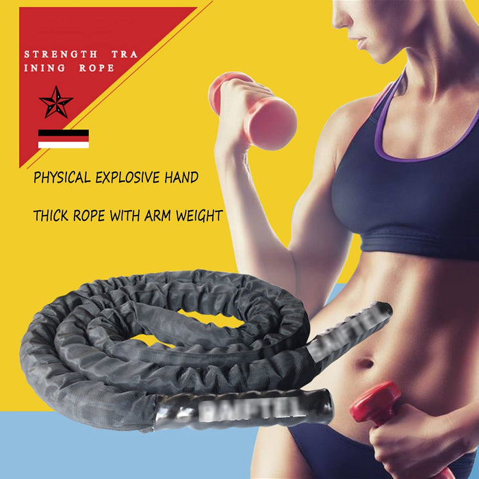 LKZL Ciężka skakanka, Ø 25 mm Battle Jump Rope dla mężczyzn kobiet trening całego ciała trening siłowy poprawa budowania siły mięśni (rozmiar: 2,8 m)