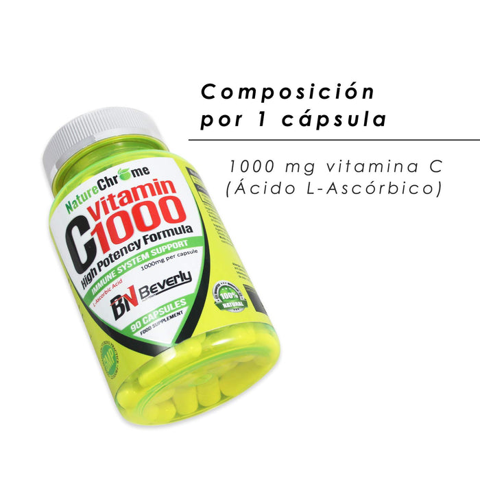 Witamina C 1000mg. Witaminy i suplementy. Suplement witaminowy przydatny w poprawie układu odpornościowego. Zmniejsza zmęczenie i znużenie. Każda butelka zawiera 90 kapsułek witaminy C. Vitamina C.