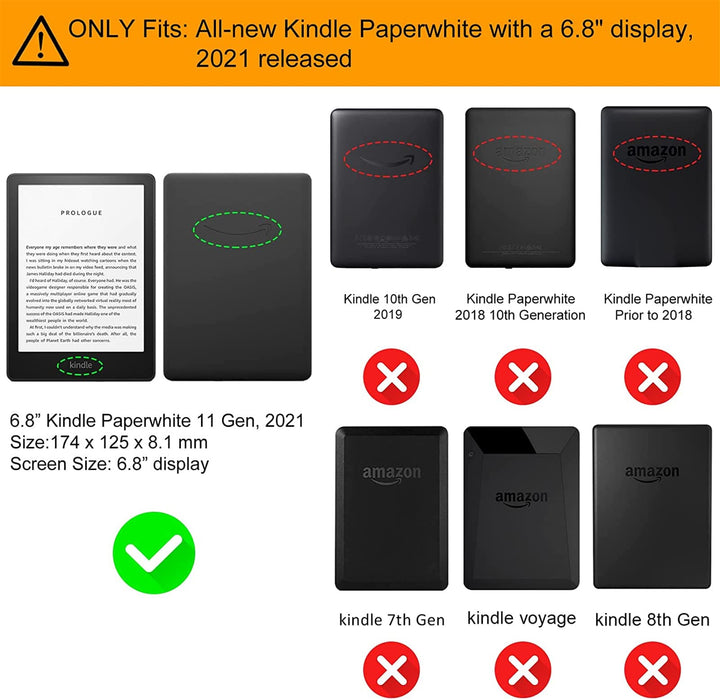 YYS 6,8 cala etui na Kindle Paperwhite pasuje do 11. generacji 2021 z automatycznym budzeniem/uśpieniem, konstrukcja paska na rękę, magnetyczna ochronna wodoodporna osłona