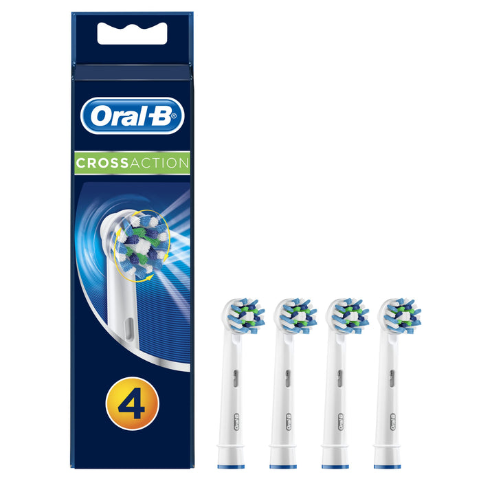 Oral-B CrossAction Końcówki do Szczoteczek, 4 Sztuki, Oryginalne Wkłady do Elektrycznej Szczoteczki, Białe