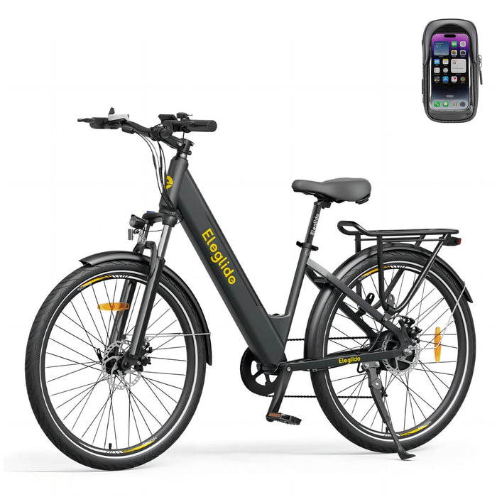 Eleglide Elektryczny rower elektryczny T1 Step-Thru City E, rower elektryczny 27,5", z wymienną baterią 36 V, 12,5 Ah, wyświetlacz LCD, system 7 biegów Shimano, rower górski dla dorosłych