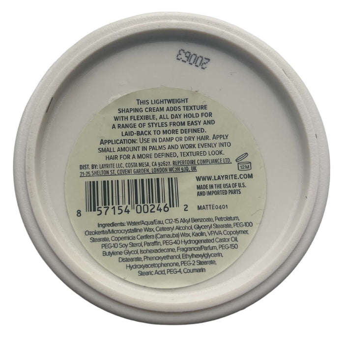 Layrite Natural Matte Creme 120 g | średnia przyczepność | rozpuszczalny w wodzie | matowe wykończenie