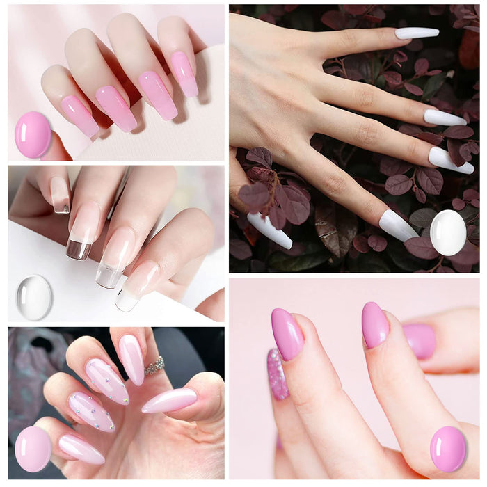 Zestaw startowy do paznokci żelowych z lampą UV, 15 ml × 10 kolorów Nude przedłużenie paznokci, zestaw z powłoką bazową + 30 ml roztworu antypoślizgowego + 100 tipsów + narzędzia do manicure, kompletny zestaw do studia paznokci