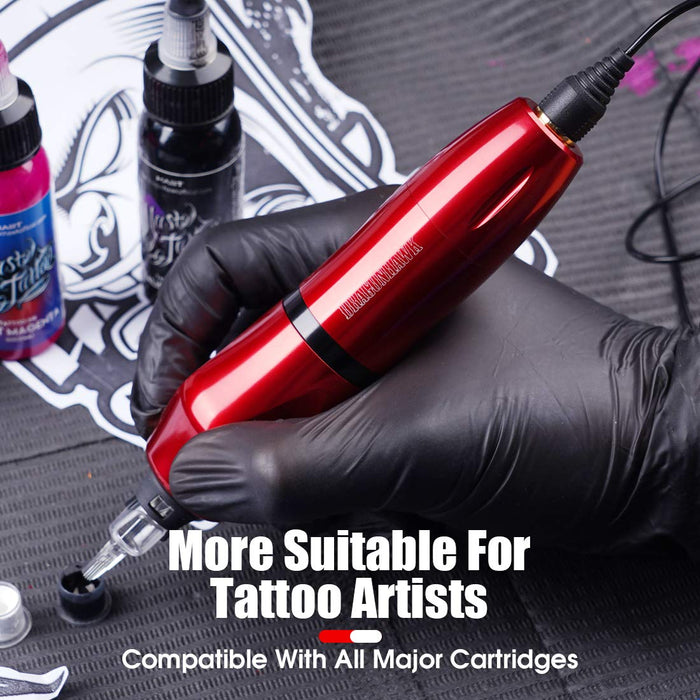 Dragonhawk Tattoo Machine Pen Rotary Tattoo Gun RCA Cord for Liner and Shader Red Color