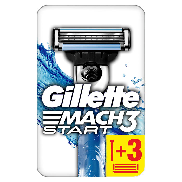 Gillette Mach3 Rączka maszynki do golenia dla mężczyzn + 3 ostrza wymienne, z ostrzami twardszymi niż stal