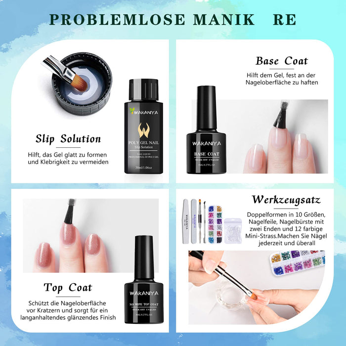 Zestaw startowy do paznokci żelowych z lampą UV, 15 ml × 10 kolorów Nude przedłużenie paznokci, zestaw z powłoką bazową + 30 ml roztworu antypoślizgowego + 100 tipsów + narzędzia do manicure, kompletny zestaw do studia paznokci