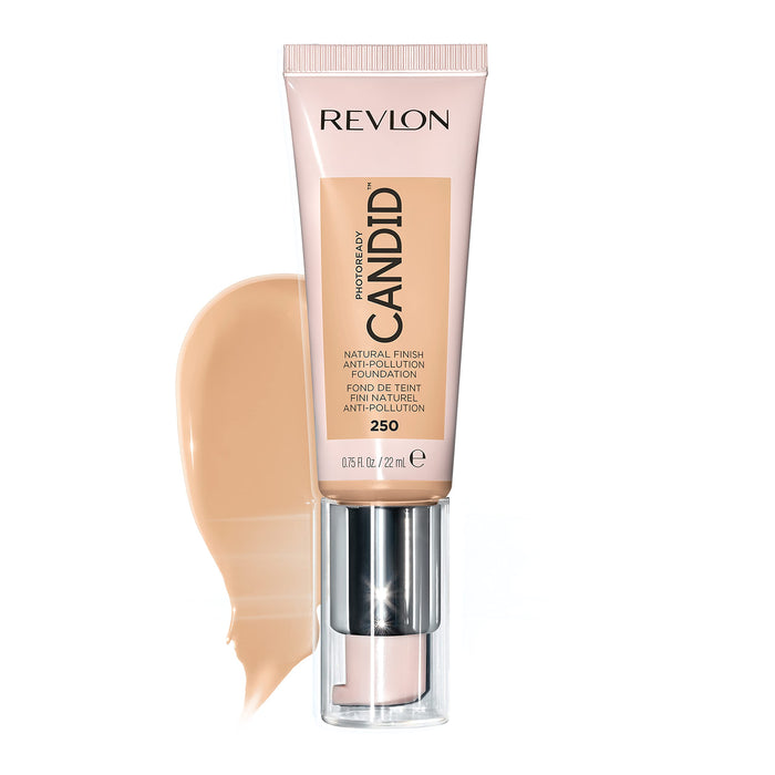 Revlon PhotoReady Candid Natural Finish Foundation, z antyzabrudzeniem, przeciwutleniaczami, składnikami anty-niebieskiego światła, wanilia (250), 22 ml