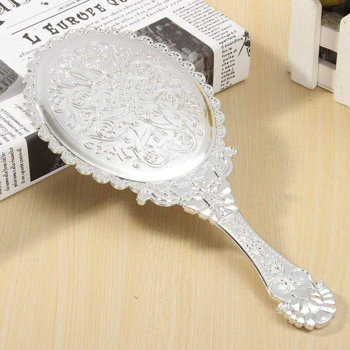 Bluelover Vintage Repousse owalny makijaż kwiatowy lustro ręczne lusterka srebrne kosmetyki