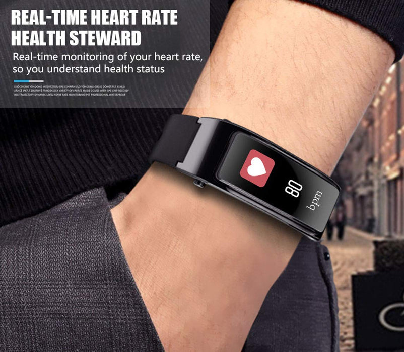 Hozora Inteligentna bransoletka Bluetooth słuchawki 2 w 1, Fitness Tracker TalkBand bransoletka z dzwonieniem odtwarzaczem audio słuchawki tętno kalorie krok krokomierz odległość (czarna)