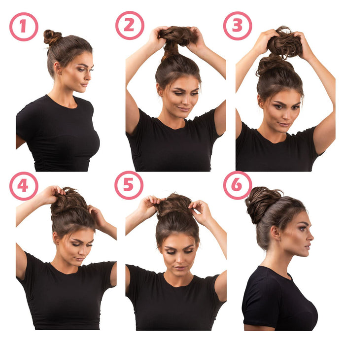 CAMERON HAIR Doczepiany Kok na Gumce, Ciemnobrązowy, Gęsty, Naturalny Połysk, Miękki, Wytrzymały, Suszenie, Modelowanie, Prostowanie, Treska, Liczne Warianty