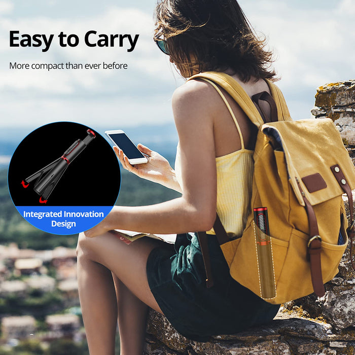 ATUMTEK Statyw do selfie Stick wysuwany 3 w 1 aluminiowy kij do selfie Bluetooth z bezprzewodowym pilotem do iPhone 13/13 Pro/12/11 Pro/XS Max/XS/XR/X/8/7, Samsung Huawei LG Google Sony, czerwony