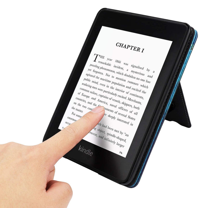 KANNIL Etui na wszystkie nowe Kindle Paperwhite (10. generacji, wydanie 2018), pokrowiec z materiału premium ze składaną podstawką/paskiem na rękę i automatycznym uśpieniem/budzeniem (kwiat roku)