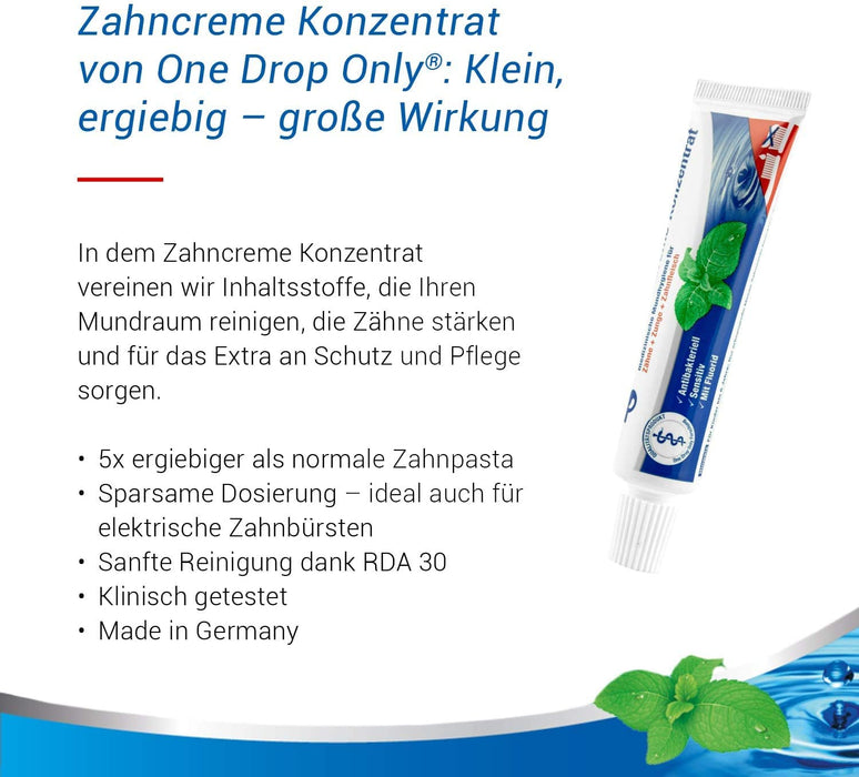One Drop Only® 1 x 25 ml koncentrat do pasty do zębów – skoncentrowana i medyczna pasta do zębów w małych tubkach do higieny jamy ustnej – podróżna pasta do zębów (1 x 25 ml)