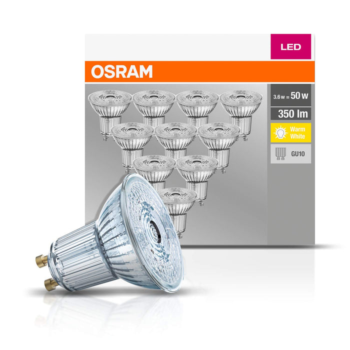 Żarówka reflektorowa LED Osram Base PAR16 z gniazdem GU10, 4,3 W, 10 sztuk [klasa energetyczna A ++]