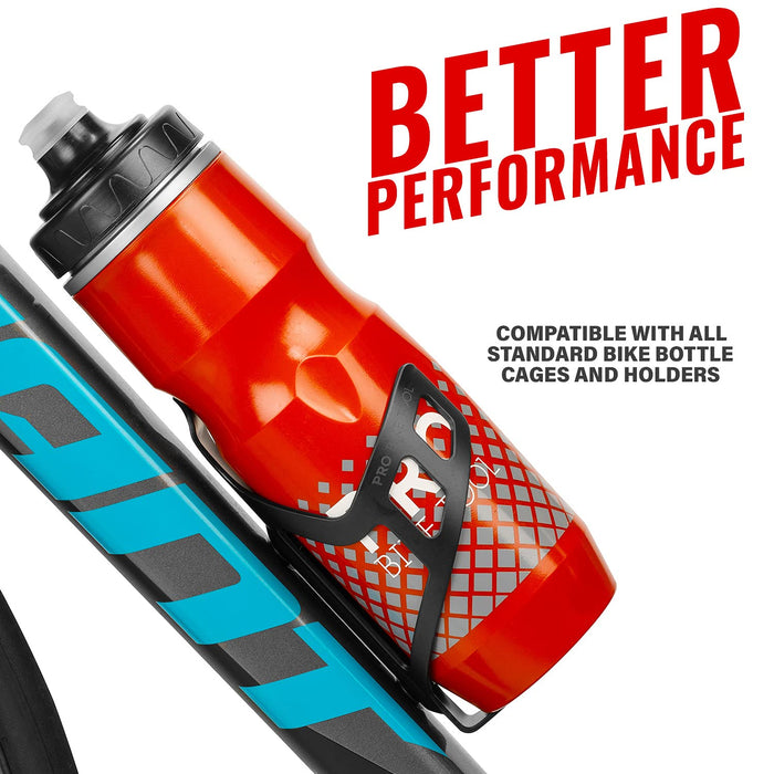 PRO BIKE TOOL Izolowana butelka na wodę na rower, 680 ml, 24 uncje – sportowa pętla do przenoszenia, do wszystkich aktywności fizycznych i jazdy na rowerze, utrzymuje napoje zimne, dłuższe – miękki silikonowy ustnik – zawór szybkiego przepływu – łatwe wyc