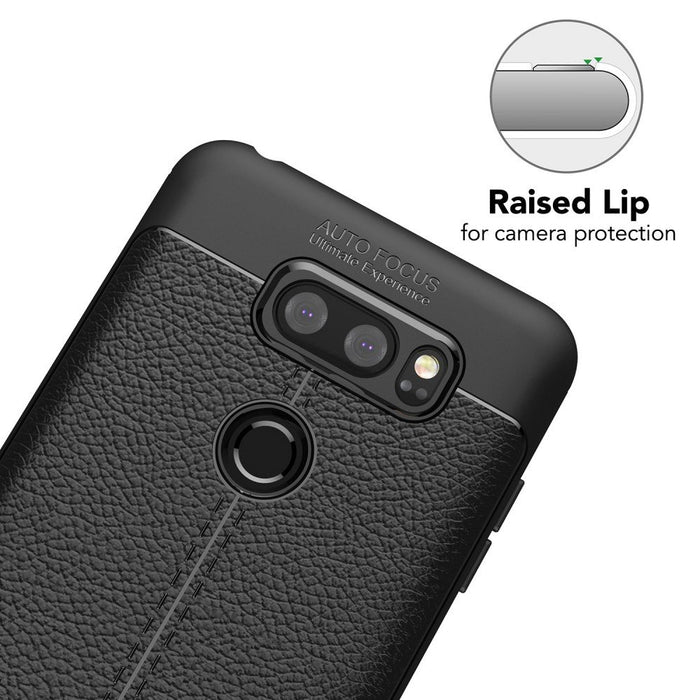 NALIA Skórzane etui kompatybilne z LG V30, silikonowe ultracienkie ochronne etui na telefon gumowe etui żelowe premium miękka skóra, odporne na wstrząsy wąski tył ochraniacz na zderzak tylna obudowa smartfona - czarne