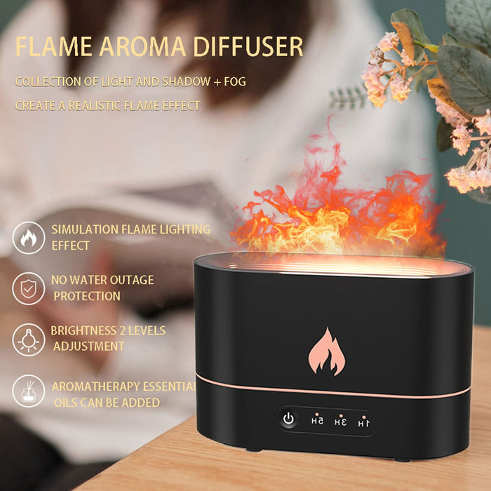YUXUE Dyfuzor olejków eterycznych, nawilżacz do aromaterapii, 180 ml, symulacja płomienia, nawilżacz powietrza, dyfuzor aromatów, atomizer do domu, biura, klimatyzowana sypialnia, pokój spa