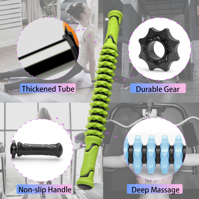 AUTOECHO Wałek do masażu – Muscle Roller Stick dla sportowców – wielofunkcyjny wałek do ciała do redukcji cellulitu i napięcia mięśni, masażer cellulitowy dla kobiet i mężczyzn