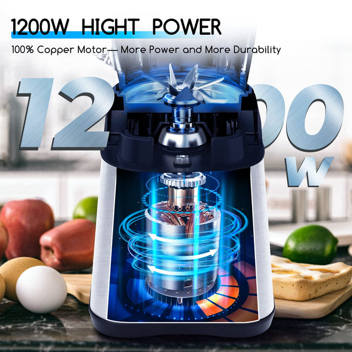 Aigostar Archer 30RKN - Blender o mocy 1200W i pojemności 1,8 litra, szklany dzbanek, 6 ostrzy ze stali nierdzewnej typu 304, wolny od BPA