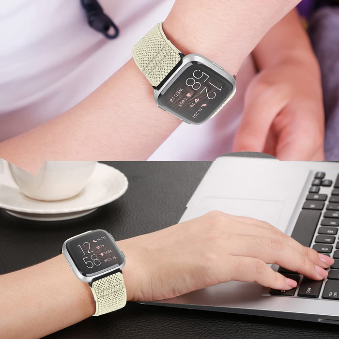 Yunshare Nylon regulowany, elastyczny pasek kompatybilny z Fitbit Versa/Versa 2/Versa Lite/Versa SE, pasek do zegarka dla kobiet i mężczyzn, sportowy zamiennik Stretchbander