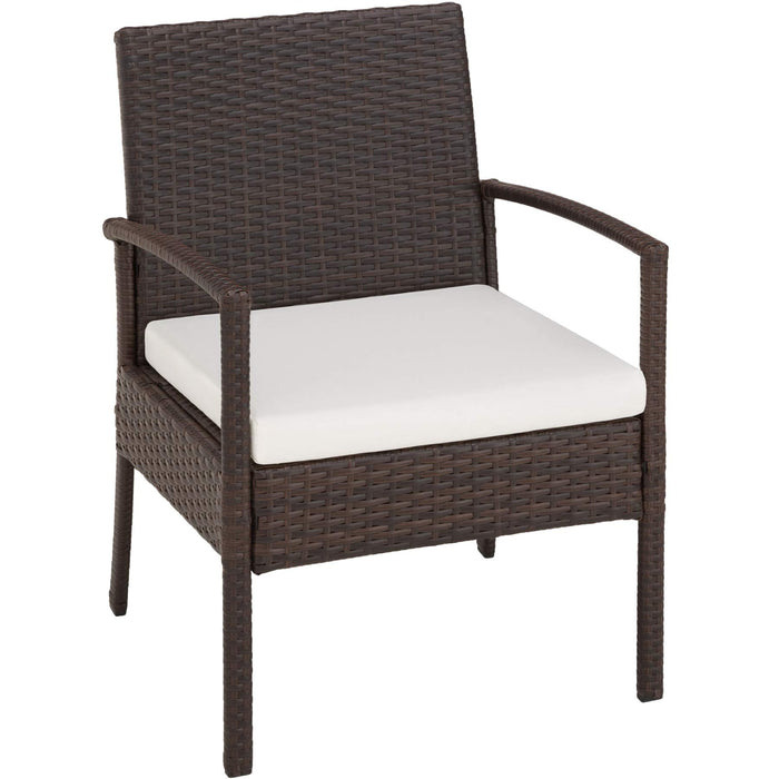 TecTake 800138 zestaw mebli ogrodowych z polirattanu, 2 krzesła, ławka + stół, zestaw wypoczynkowy do ogrodu, na taras i balkon (brązowo-czarny)