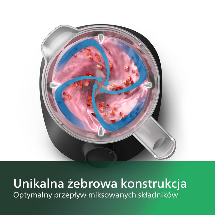 Mikser Stojący Philips, Moc 450 W, Technologia Problend, Plastikowy Zbiornik O Pojemności 1,9 L, Z Butelką Do Picia, Czarny, HR2041/41