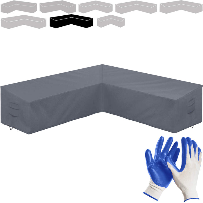 Pokrowiec na meble ogrodowe w kształcie litery L, 300 x 300 x 90 cm, plandeka brezentowa do mebli ogrodowych w kształcie litery L