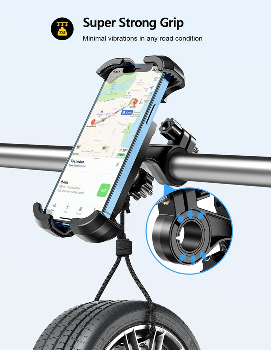 Mohard obrotowy uchwyt na telefon, [obsługa jedną ręką] uchwyt na telefon motocykl odporny na wibracje kompatybilny z iPhone 13/12 Pro Max, do 6,8", uchwyt na telefon Velo kierownicę do roweru górskiego