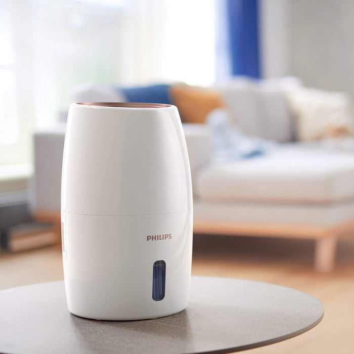 Philips Seria 2000 Nawilżacz Powietrza - Nawilżacz Pomieszczenia do 32 m², Technologia NanoCloud, 3 Prędkości, Tryb Snu, Zbiornik 2l (HU2716/10)