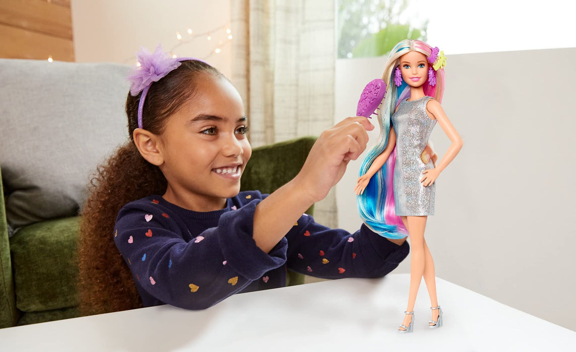 Barbie, Baśniowa Fryzura Lalka Ze Stylizacją Na Jednorożca Lub Syrenkę GHN04