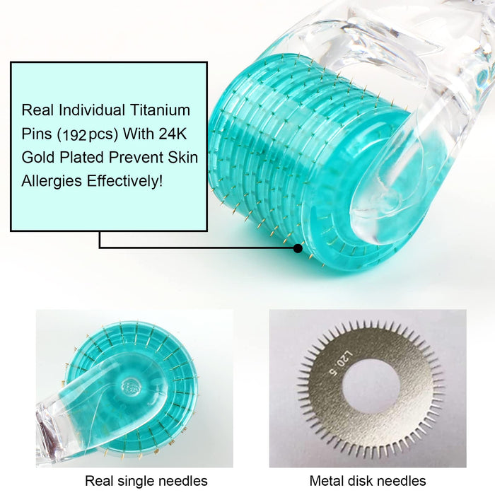 Derma roller z 192 igłami, system mikroigieł, przeciwstarzeniowy, przeciw trądzikowi, rozstępom, cellulicie, utratą skóry, wypadaniu włosów