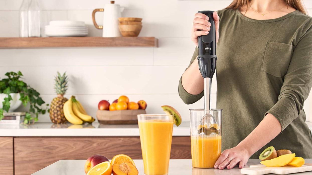 Braun blender ręczny MQ 5277BK Blender ręczny – MultiQuick 5 Vario blender z podstawką miksującą ze stali szlachetnej, 1000 W, w zestawie 4-częściowy zestaw akcesoriów, czarny