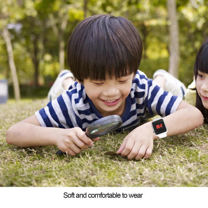 Cyfrowy zegarek dla dzieci, zegarek sportowy w kształcie kwadratu do podróżowania w czasie wolnym
