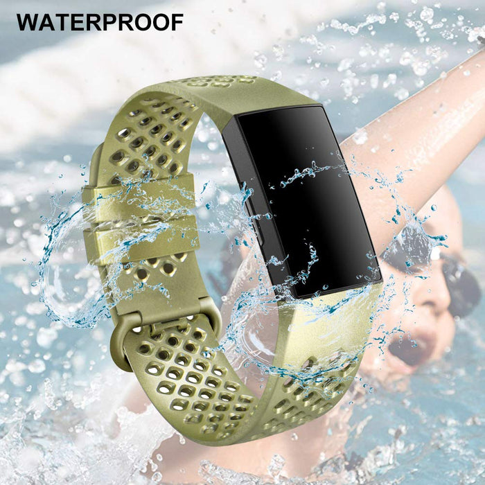 RIOROO Pasek kompatybilny z Fitbit Charge 3 / Charge 4 pasek dla kobiet i mężczyzn, oddychający, sportowy, silikonowy zamiennik opaski (bez trackera), S/L